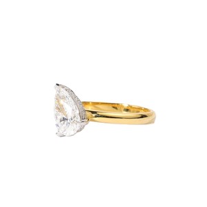 Anillo Solitario con Halo Oculto, Color DEF, Claridad VS VVS, Certificado IGI, Oro Sólido de 10K, 14K, 18K, Anillo con Diamante Cultivado en Laboratorio en Forma de Pera - Product Image 2