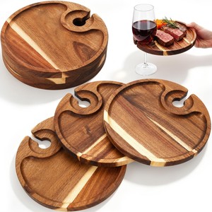 เขียงไม้มะม่วงแบบแบ่งส่วนพร้อมที่วางแก้วไวน์ ขายส่ง - Product Image 3