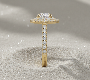 Anillo de compromiso de diamante cultivado en laboratorio Stonewels con diamante central tallado, piedras laterales en forma de hoja marquesa, engaste de púas de oro de 14K para anillo certificado - Product Image 3