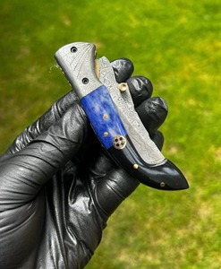 OEM Handmade Industrial/DIY Grade Utility Camping Pocket Folding <b>Knife</b> 7.5 Inch Damascus Steel <b>Bone</b>+Horn <b>Handle</b> Quick-Change - Product Image 3