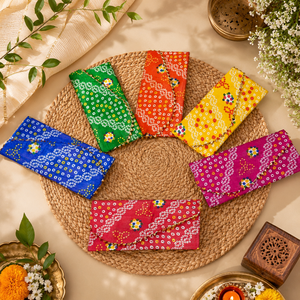 Printed Fabric Envelope for Wedding Shagun Gift, Handmade Traditional Cash Cover, Decorative Bridal Festive Gift <b>Pouch</b> - Product Image 3