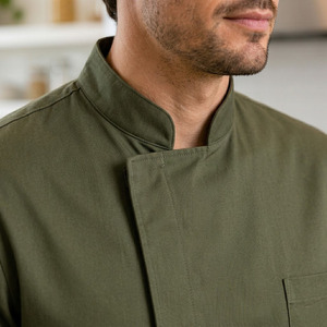 Chaqueta de Chef Moderna con Cuello Mandarín, Corte Regular, Manga Larga, Uniforme Profesional para Restaurante - Product Image 2