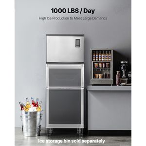 Macchina Professionale per Ghiaccio in Acciaio Inox, Produzione 450 kg/Giorno, Autopulente, Programma di Produzione Ghiaccio Regolabile - Product Image 3
