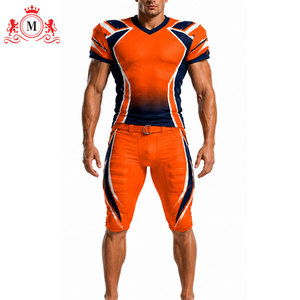 Ensemble d'uniformes de football respirants 100 % polyester orange et bleu marine pour hommes, tenue de sport personnalisée, service OEM MUDASSAR pour les entreprises de vêtements - Product Image 2
