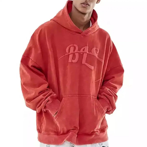 Sweat à capuche pour homme avec impression en relief, design personnalisé, en molleton de coton, avec faible MOQ - Product Image 1