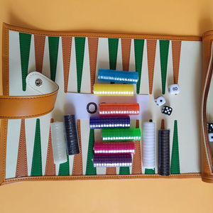 High Quality Leather <b>Backgammon</b> Roll up Hot-Selling Foldable PU Leather <b>Set</b> for Outdoor Travel Casual Puzzle & <b>Backgammon</b> - Product Image 3