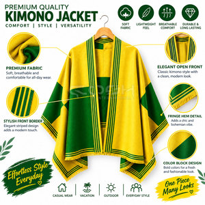 Poncho Cosh International Sorority Sisterhood jaune et vert à blocs de couleur, manches chauve-souris, long, décontracté, 100 % acrylique, style cape-sweat-shirt - Product Image 6