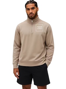 Customizable Men's Long-sleeved Winter Sports Sweatshirt Turn-down Collar 1/4 Zipper Design Knitted Fleece Quick Dry 100% Cotton - Product Image 2