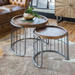 Mesa de centro industrial apilable Vandana Aston Stellar en metal gris - Product Image 2