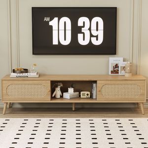 Mobile TV Moderno Stile Fattoria Boho per TV fino a 80'' - Centro Intrattenimento in Legno Massello con Gambe in Legno Massello - Mobile TV per Soggiorno - Product Image 3