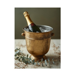 Champagne Bucket <b>Matte</b> Gold Vintage Design Barware Tool Durable Metal Pedestal Style - Product Image 3