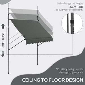 Toldo Retráctil Gris Oscuro 8x4, Fácil de Instalar, Protección Solar Independiente, Resistente a los Rayos UV, 5m Máx., Marco de Aluminio, 3m - Product Image 4