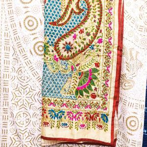Pañuelos Dupatta Phulkari de Colores Brillantes Bordados a Mano, Pañuelos Hechos a Mano, Dupatta Ligera India, Regalo de Boda India - Product Image 5