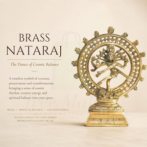 Estatua de Shiva Bailando Nataraja en Latón Antiguo, Escultura de Dios Hindú con Halo Circular Ornamentado, Decoración Religiosa Tradicional India para el Hogar - Product Image 3