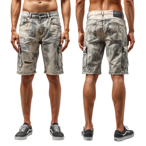 Shorts en coton déchirés pour hommes, style streetwear - Product Image 2
