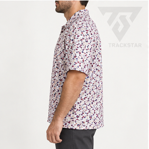 Polo pour homme Trackstar, blanc, bordeaux, bleu, imprimé abstrait, manches courtes, col boutonné, chemise de golf, logo personnalisé - Product Image 2