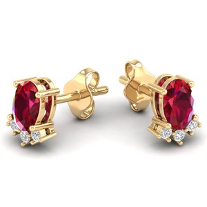 Boucles d'oreilles REYES faites à la main en or massif 14 carats, certifiées GRA, avec moissanite, fermoir à vis, coupe ovale, 1 carat, pierres précieuses rubis, pour femmes - Product Image 6