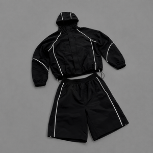 Conjunto Deportivo de Poliéster para Hombre, Chaqueta Cortavientos Reflectante 3M Personalizada y Pantalones Cortos, Conjunto para Correr, Chaqueta Cortavientos de Nailon y Pantalones Cortos - Product Image 1