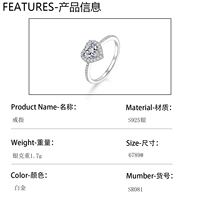 Luxe hartvormige CZ ring S925 zilver pavé halo dunne halve eternity band 520 Valentijnscadeau dames hypoallergeen anti-aanslag