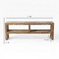 Table console en teck rustique, écologique, faite à la main, durable, avec rangement, meubles anciens pour salon, chambre, villa, entrée, hôtel