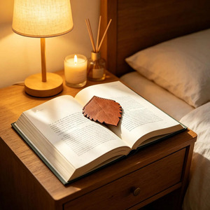 Handmade leather bookmark with maple leaf design perfect reading companion for <b>books</b> journals and <b>planners</b> for sale in low price - Product Image 2