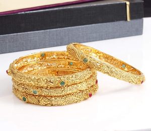 Haoqing Unisex 24K Gold Plated Bezel Setting Trendy Hexagon Shape <b>Copper</b>/Brass Ethiopian Bangle India Style Wedding <b>Bracelet</b> - Product Image 3
