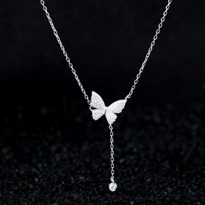 Collar de diamantes de moissanita con forma de mariposa, regalo para boda y fiesta para mujer - Product Image 1