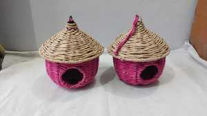 Nichoir en fibres végétales tissées, suspendu, pour l'extérieur, abri de jardin pour oiseaux sauvages, style traditionnel, écologique et naturel - Product Image 2