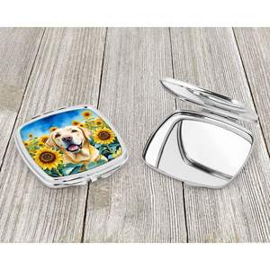 <b>Compact</b> Folding Handheld Makeup <b>Mirror</b> Labrador Retriever and Sunflowers Decorative Travel <b>Mirror</b> Gift for Women and Girls - Product Image 3
