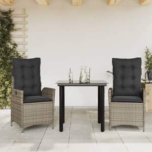 Conjunto de Comedor de Jardín de Ratán PE Gris con Reposabrazos Ajustables y Características Estándar - Product Image 1