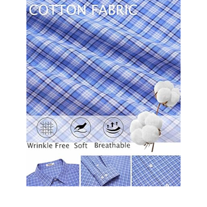 เสื้อเชิ้ตแขนยาวลายสก็อตผ้าฝ้ายสำหรับผู้ชาย ไม่ยับง่าย เหมาะสำหรับใส่ทำงานและใส่ลำลอง - Product Image 6