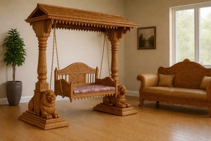 Indian Wooden Brown Finish <b>Swing</b> <b>for</b> Living Traditional Brown Finish Wooden <b>Swing</b> <b>for</b> Home Antique Brown Finish Wooden <b>Swing</b> USA - Product Image 5