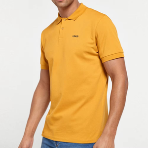 Polo en coton jaune pour homme, manches courtes, couleur unie, coupe classique, logo brodé sur le devant, tissu Oxford respirant - Product Image 3