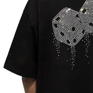 T-shirt oversize de luxe pour homme avec strass, motif diamant vintage, épaules tombantes, streetwear, logo personnalisé, vente en gros, mode - Product Image 2
