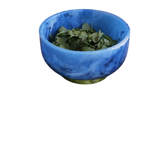 Durable Handcrafted <b>Blue</b> Marbled Resin Serving <b>Bowl</b> For Luxury Hotels & Restaurants Lightweight Artistic Decorative Tableware - Product Image 1