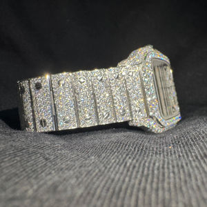 Montre Homme Quartz de Luxe Hip Hop Haute Qualité avec Moissanite VVS Couleur D, Design de Créateur, Bracelet en Acier Inoxydable Antique et Cristaux Sertis - Product Image 1