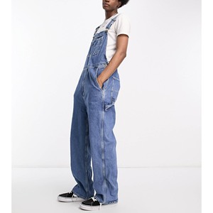 Salopette en jean pour homme, coupe droite, taille haute, en coton délavé, style décontracté, coupe régulière, style printemps - Product Image 3