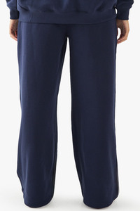 Pantalones de chándal de mujer azul marino de pierna ancha, cintura alta con cordón, ajuste holgado informal, pantalones de descanso de pierna recta, joggers al por mayor - Product Image 2