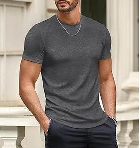 เสื้อยืดออกกำลังกายผู้ชาย แห้งเร็ว ทรงเข้ารูป ลายสก็อต แขนสั้น ผ้าโพลีเอสเตอร์ 100% ระบายเหงื่อได้ดี เหมาะสำหรับเล่นกีฬา - Product Image 2