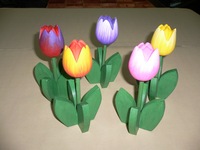 Tulip Play Sound, décoration d'intérieur en bois d'acacia fait main, style romantique, technique polie, longueur 37 cm, léger, 50 g, excellent cadeau