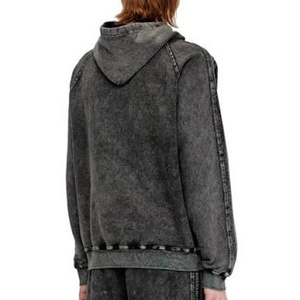 Sweat à capuche personnalisé en gros, style vintage délavé, molleton épais, coupe oversize, gris foncé, effet délavé à l'acide, pour homme - Product Image 3