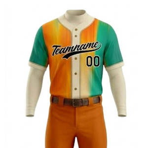 ชุดเบสบอลแบบซับลิเมชั่นสั่งทำพิเศษ เสื้อเจอร์ซีย์ไล่เฉดสีแขนสั้นสำหรับผู้ชาย พร้อมชื่อทีมและหมายเลข ผลิตจากโพลีเอสเตอร์ระบายอากาศได้ดี เหมาะสำหรับการเล่นกีฬา - Product Image 4