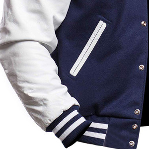 Streetwear Varsity <b>Jacket</b> For <b>Men</b> With Contrast Sleeves Classic Collar And Snap Button Front For Effortless Cool Fashion - Product Image 5