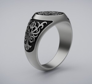 Luxury 925 Sterling Silver Tree Pattern <b>Ring</b> Black Enamel <b>Men</b>’s Bold Statement Signet Jewelry <b>for</b> Wholesale - Product Image 3