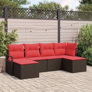 Juego de sofás de jardín de ratán sintético marrón de 6 piezas - Product Image 1