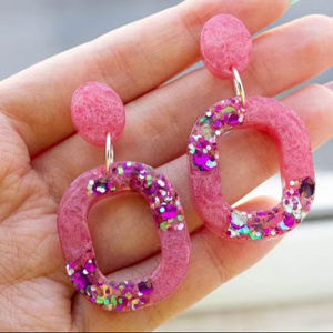 Handmade Pink <b>Resin</b> Square Dangle Earrings With Glitter Handmade Fashion Jewelry For Women <b>resin</b> mold <b>resin</b> earrings <b>resin</b> <b>Craft</b> - Product Image 5