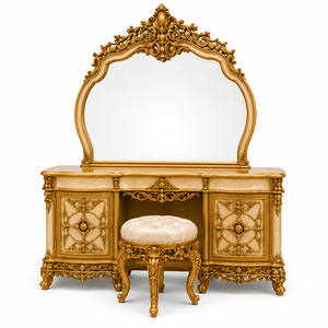 Juego de Muebles de Dormitorio de Lujo Estilo Turco, Juego de Muebles de Dormitorio Tallados en Oro de Lujo con Cama, Armario y Cómoda, EE. UU. - Product Image 4