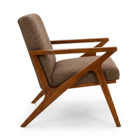 Fauteuil de jardin Mid-Century en teck massif pour extérieur, confortable, rembourré, avec rembourrage en mousse, pour salon, manuel