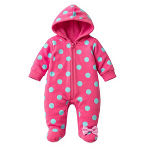 Mono con Capucha para Bebé Unisex 100% Algodón, Personalizable, Suave, Transpirable, Ecológico, con Estampado de Lunares, para Recién Nacidos - Product Image 1