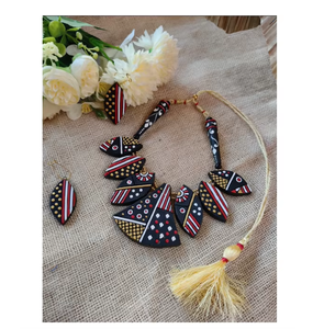 Conjunto de Collar y Pendientes de Terracota Tradicional, Joyería Ligera y Moderna para Mujer - Product Image 1